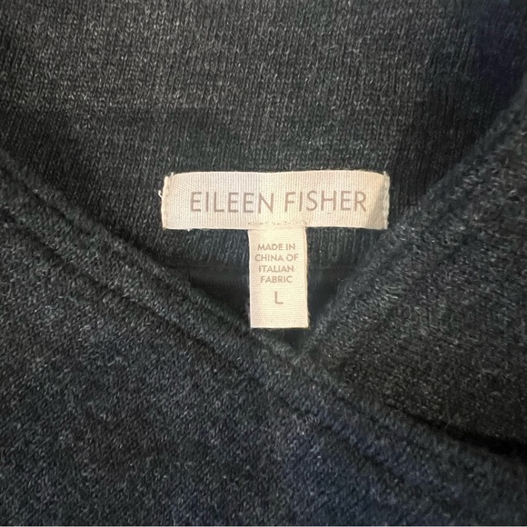 Eileen Fisher Jacket Large Wool Motorcycle Fleece Lined Sherpa Charcoal Grey - Picture 3 of 9